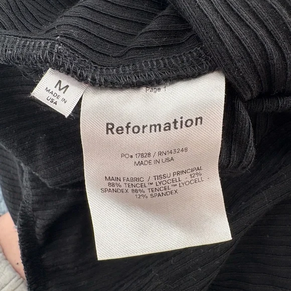 Reformation Kassia Black Tie Waist Ribbed Pants - Picture 9 of 11